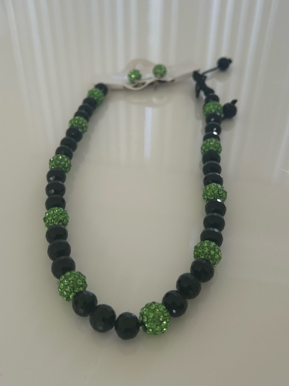 Black and Lime Green Beaded Bracelet